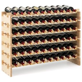 Стеллаж винный Costway Modular Pine деревянный на 60 бутылок