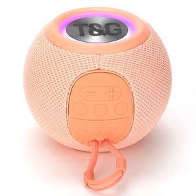 Портативная Bluetooth колонка TG337 с RGB подсветкой и функцией громкой связи, радио, розовая
