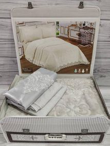 Постельное белье подарочный набор (покрывало, простынь, 4 наволочки) Estima Gri Евро размер