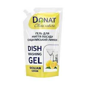 Засіб для миття посуду 1л (дой-пак) Сицилійський лимон Clean Nature ДОНАТ