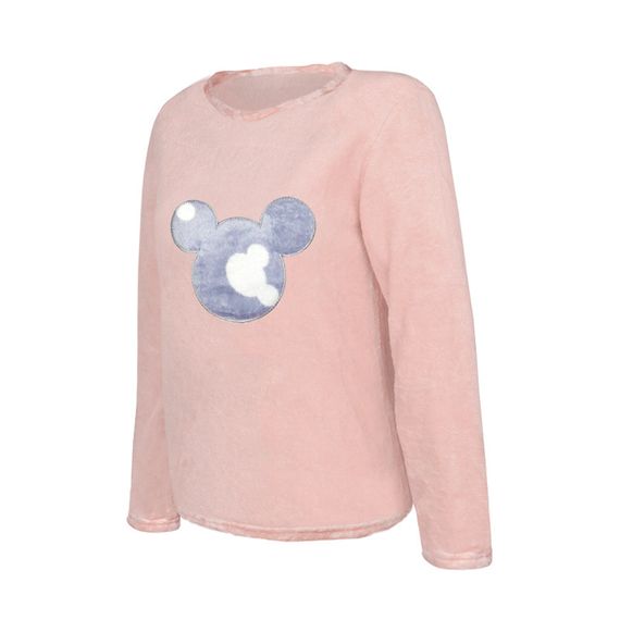Женская пижама Lesko Mickey Mouse Pink + Gray L теплая зимняя для дома | Зображення 1
