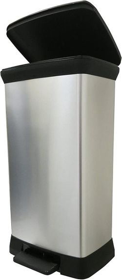 Контейнер для мусора с педалью Curver (Курвер) Deco bin 50 л (02162) Серебристый | Зображення 1