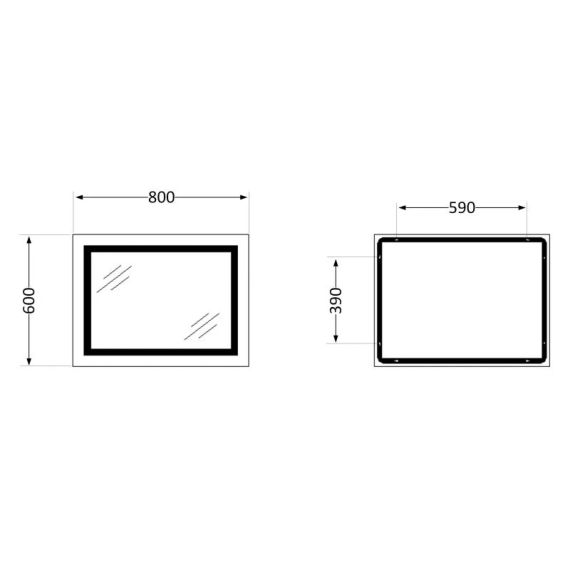 Дзеркало Lidz Kubis 800х600 з LED-підсвіткою Touch, з антизапотіванням, з диммером, рег. яскравості LD78LF9047400 | Зображення 1