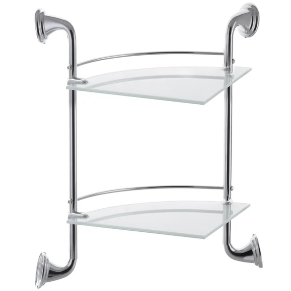 Стеклянная полка угловая 2-ярусная ZERIX LR1507-2 (LL1408)