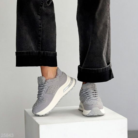 Молодежные теплые очаровательные серые кроссовки шок-цена | Зображення 5