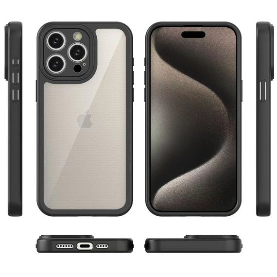 TPU чехол Transparent + Colour 1,5mm для Apple iPhone 15 Pro (6.1") Black | Зображення 1