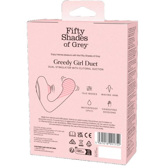 Вибратор-дуэт Fifty Shades of Grey Greedy Girl вакуумная стимуляция и точка G, черный sexstyle | Зображення 2