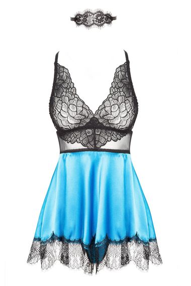 Сорочка с маской Beauty Night EVE CHEMISE mask, thong Бирюзовый S/M | Зображення 5