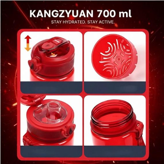 Бутылка KANGZYUAN 700 мл - Красная Tritan BPA-free, ударопрочная, спортивная с эргономичной крышкой | Зображення 2
