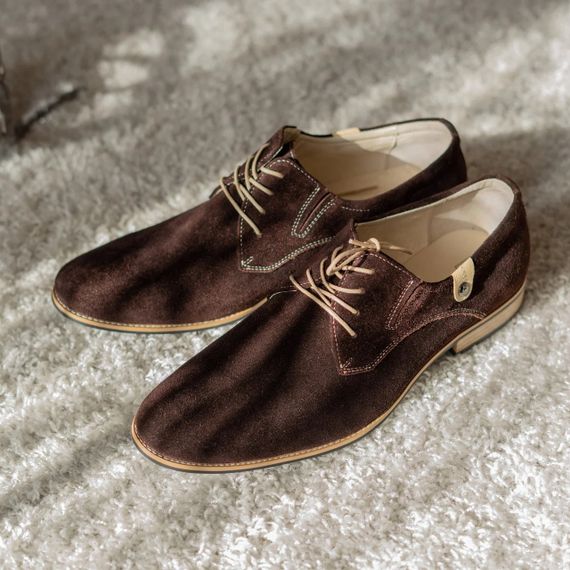 Чоловічі туфлі замшеві, коричневі дербі 41 розмір | Зображення 3