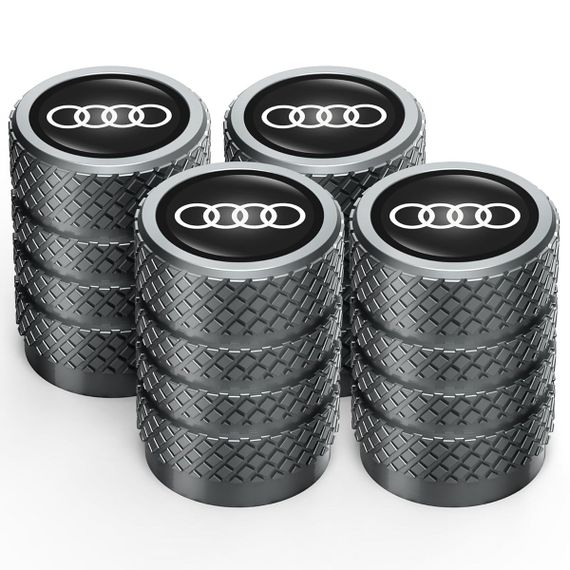 Набір ковпачків на ніпель із логотипом для Audi 4 шт., ковпачки на клапани шин металеві чорні