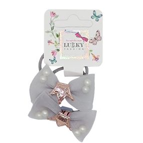 Детская резинка для волос "Корона" T18533(ніжно-сірий)