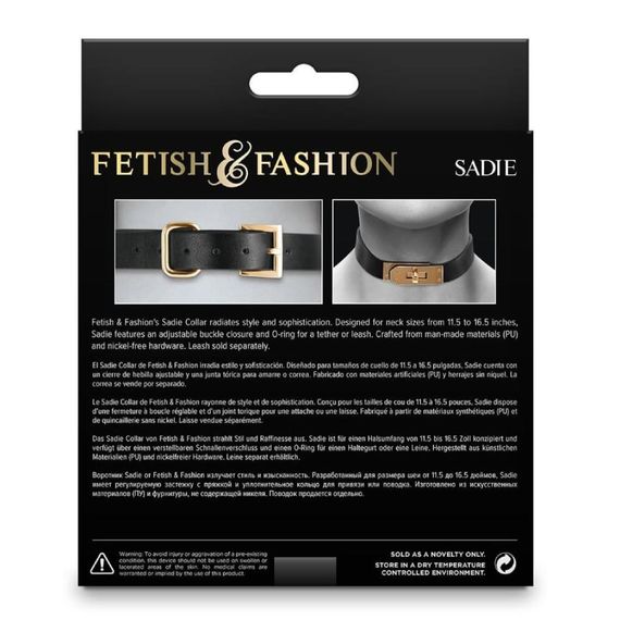 Нашийник із золотистою фурнітурою NS Novelties Fetish & Fashion, чорний sexstyle | Зображення 2