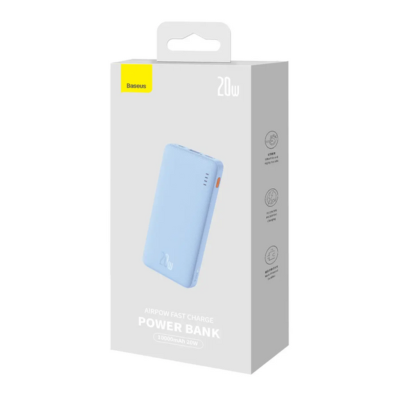 Павербанк Baseus Airpow 20000 mAh, швидка зарядка 20W QC3.0 PD3.0, USB + Type‑C, блакитний | Зображення 4