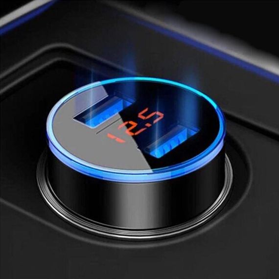 Автомобильный адаптер с индикатором напряжения, 2 USB, CAR USB HC6 / Зарядное устройство в прикуриватель авто | Зображення 4