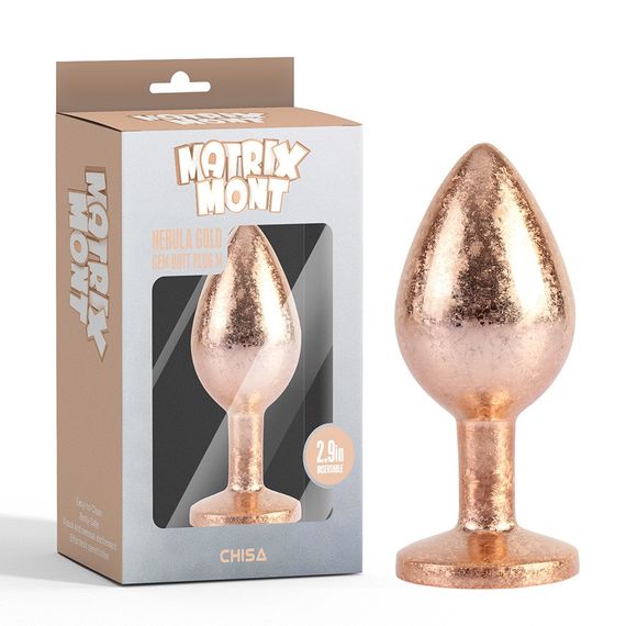 Анальна пробка золота поталь CHISA MATRIX MONT з білим каменем, розмір M sexstyle