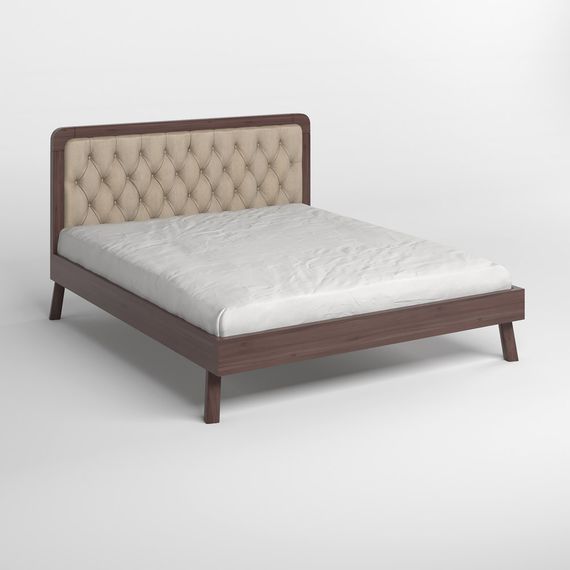 Полуторне дерев'яне ліжко Mebigrand Токіо Горіх темний/Аляска 23 (Бежевий) 120х200 см (MBG-4809) | Зображення 1