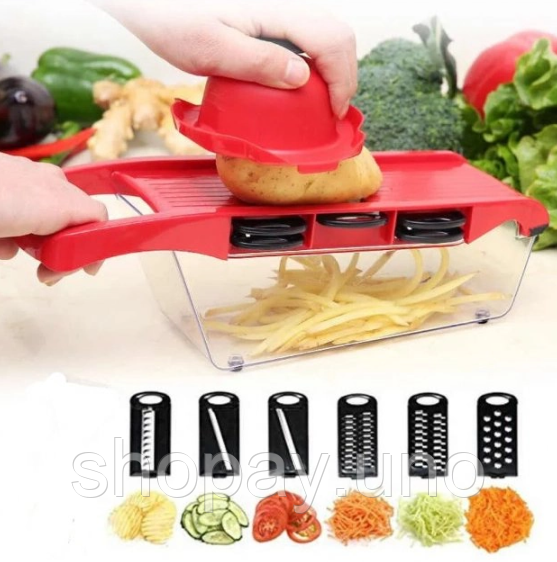 Овочерізка - мультислайсер Mandoline Slicer 6 in 1 · Тертка – шатківниця для овочів та фруктів з контейнером