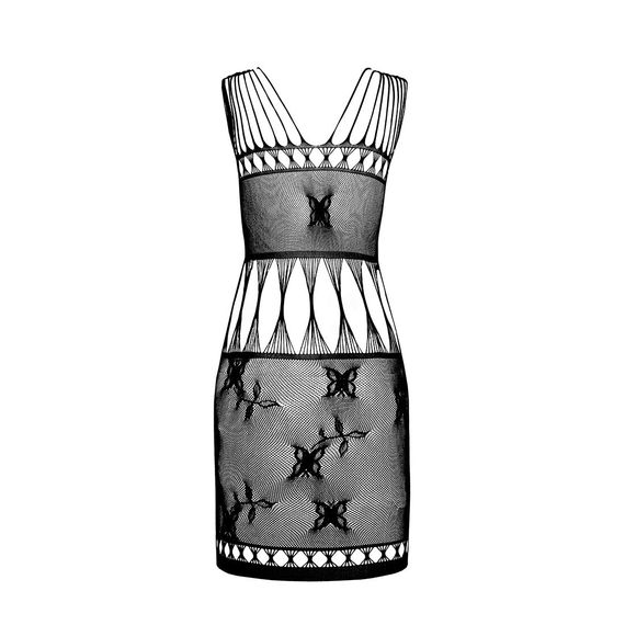 Бодістокінг — мінісукня з метеликами Passion BS090 black, One size | Зображення 5