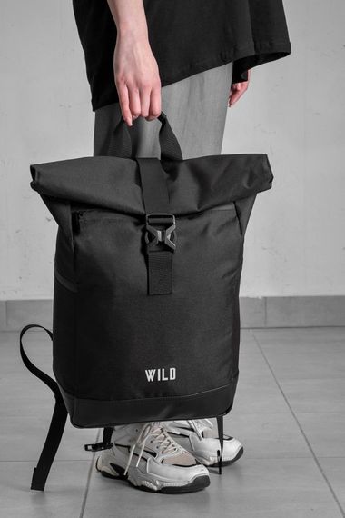 Повсякденний рюкзак Роллтоп шкільний Without з принтом Wild Black | Зображення 4