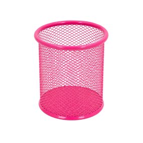 Склянка для ручок 562001-Pink металева, кругла, 9,5х7,5см.