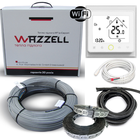 Комплект тепла підлога WAZZELL EASYHEAT + термостат з Wi-Fi програмованою. Нагрівальний кабель універсальний 125 м / 2500 Вт /