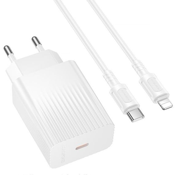 МЗП Borofone BAS75A Source PD30W (1USB-C) + кабель Type-C to Lightning White | Зображення 2