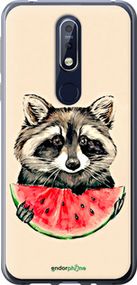 Чохол на Nokia 7.1 Єнотик з кавуном "4605u-1593-2448"