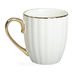 Кружка фарфоровая с золотым ободком и золотой ручкой 420 (мл) Мятный RX-N240629M
