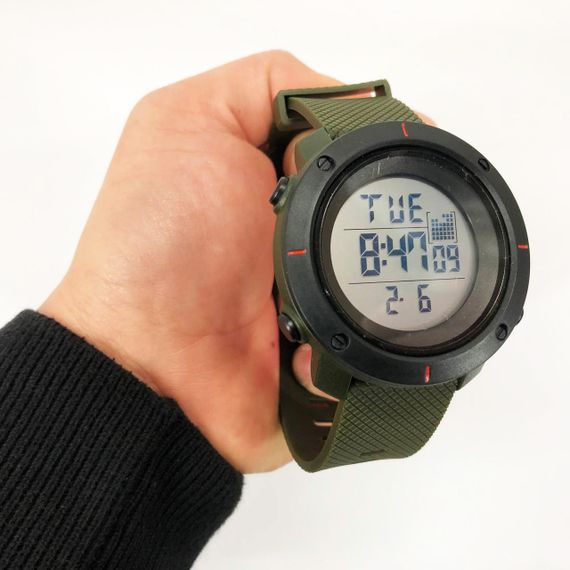 Годинник наручний чоловічий SKMEI 1213AG ARMY GREEN BIG SIZE, брендовий чоловічий годинник. Колір: зелений | Зображення 9