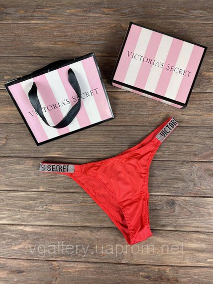 Жіночі трусики буферикова Victoria's Secret зі стразами, танга Вікторія Сікрет зі стразами S, Червоний | Зображення 3