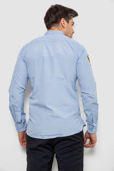 Рубашка мужская в клеточку, цвет голубой, 214R9030 | Зображення 3