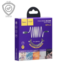 Кабель Hoco X21 Plus Silicone Lightning (2m) білий з чорним, кабель для айфона, шнур зарядки