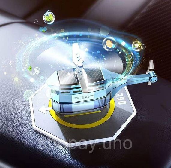 Автомобильный ароматизатор Вертолёт на солнечной батарее Drone Car Fragrance с вращением 360° | Зображення 4