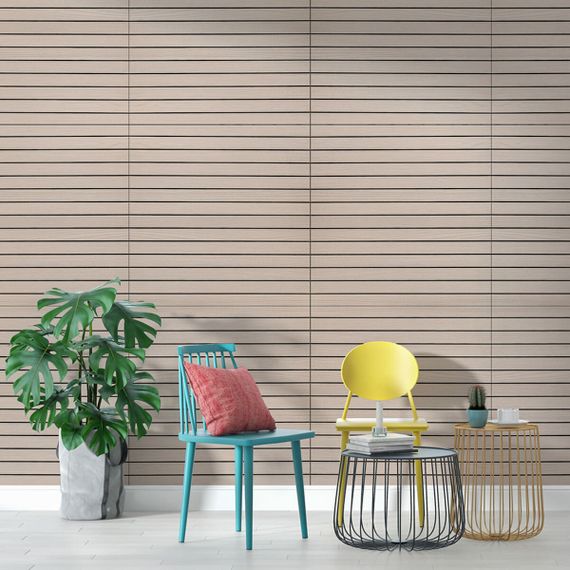 Покриття вінілове самоклеюче 3D рейки ясен кремовий 600*600*2,8мм (D) SW-00002199 | Зображення 5