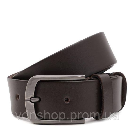 Ремінь з натуральної шкіри чоловічий 115×3.5 / пояс для брюків, коричневий