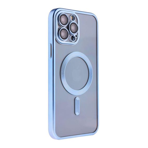 Чехол TPU Metallic Chrome з повним захистом камери with Magsafe для Iphone 13 Pro Max Цвет Chrome Dark Синій | Зображення 7