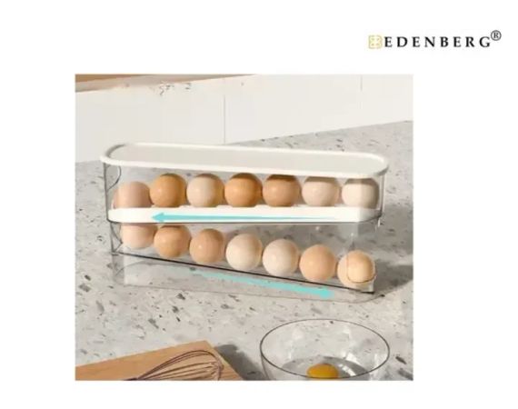 Подставка-органайзер для хранения яиц двухслойная с автоматическим качением | Зображення 1