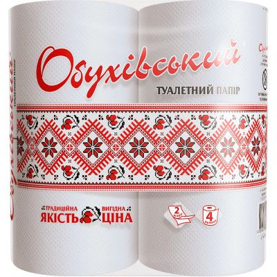 Туалетная бумага Обухівський 2 слоя белая 4 рулона (4820003833827) - Топ Продаж!