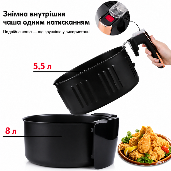 Аеро Фритюрниця з регулюванням температури на 8 л 1800 Вт RAF R.5298 Фритюр із сенсорним керуванням | Зображення 3