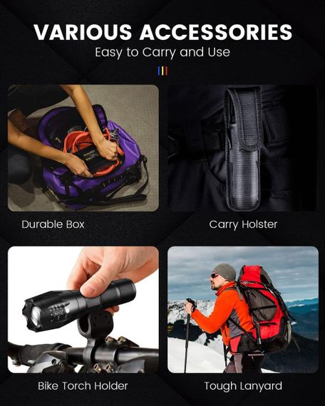 Перезаряджуваний світлодіодний ліхтарик із високою яскравістю, водонепроникний IP65, 5 режимів, кишеньковий формат | Зображення 1