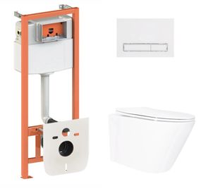 Набір Qtap Nest 4 в 1 підвісний унітаз Swan Ultra Quiet 520x360x320 + комплект інсталяції QT16335180W48182