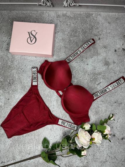 Женское нижнее белье Виктория Сикрет | Сексуальный синий комплект белья со стразами XL, 85C, Темно-красный