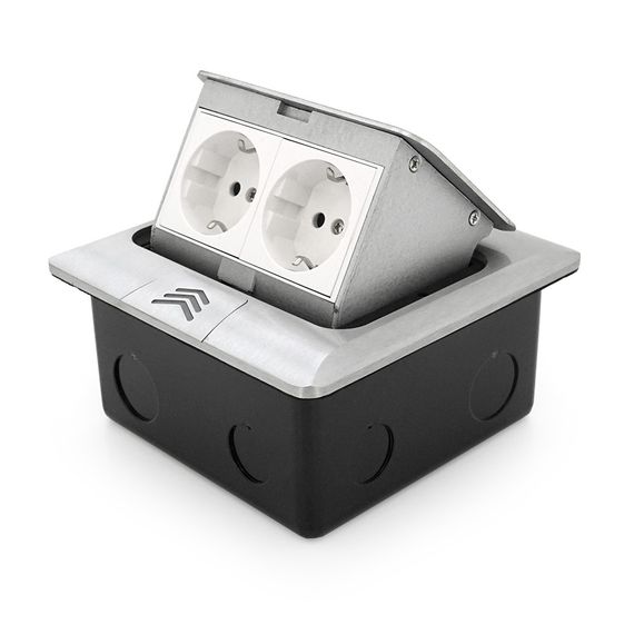Розетка подвійна напольная висувна із заземленням J28L, Input: AC 100-250V 16A, White | Зображення 1