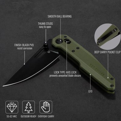 Нож Hightron Sharplyn,14C28N, G10, зелений, чорний клинок (HK01GRN) | Зображення 4