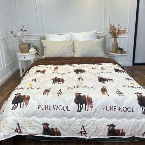 Ковдра євро відкрита двостороння з вовни Arda Pure Wool 21447 195х215 см шоколадне | Зображення 3
