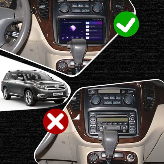 Штатная магнитола 9" Lesko для Toyota Highlander I (U20) Рестайлинг 2003-2007 2/32Gb CP 4G Wi-Fi GPS Prime | Зображення 2