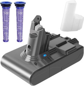 Аккумулятор для пылесоса Dyson V6 6000 мАч с 2 фильтрами для DC58, DC59, DC61, DC62, DC72, DC74, SV03–SV09