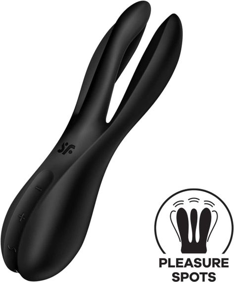 Кліторальний вібратор Satisfyer Threesome 2 Black, 3 гнучкі пальчики, 3 мотори Sex Aura