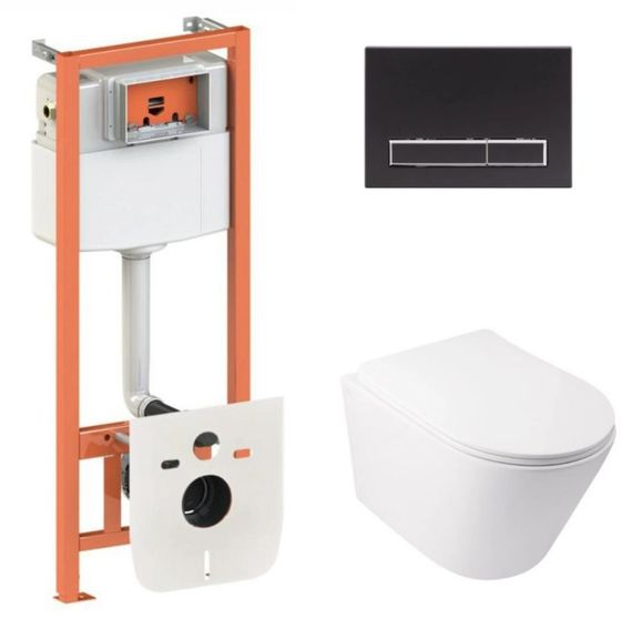 Набір Qtap Nest 4 в 1 підвісний унітаз Swan Ultra Quiet 485x360x320 + комплект інсталяції QT16335179W45153